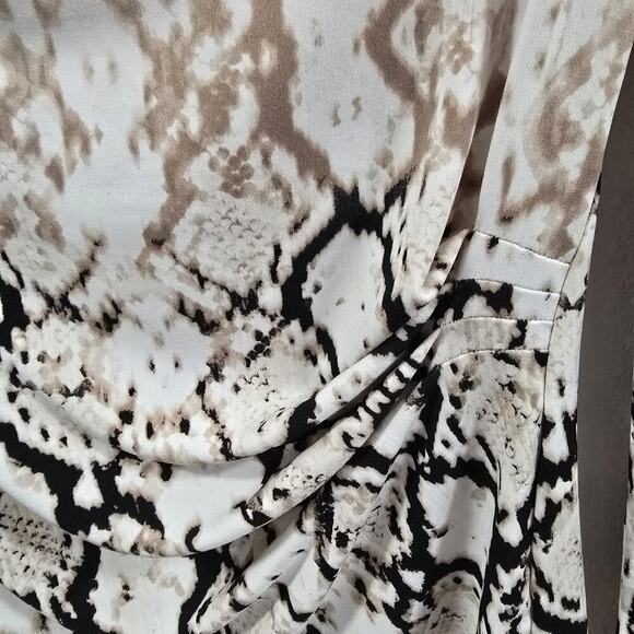 Calvin Klein Animal Print Blouse Womens Long Sleeve Draped Front Top Casual S - Picture 4 of 14